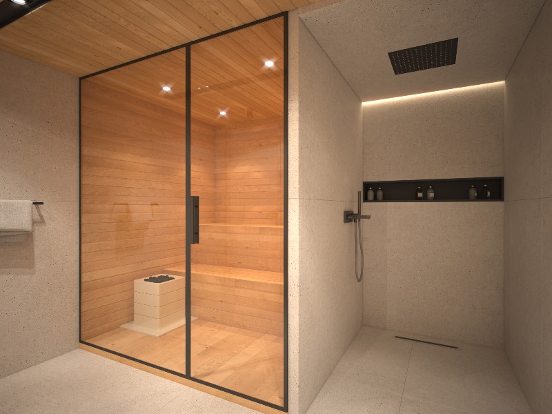 Modern home sauna at home in Metro Denver area
